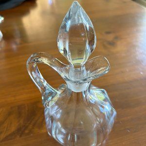 Vintage Clear Glass Panelled Cruet Bottle with Stopper